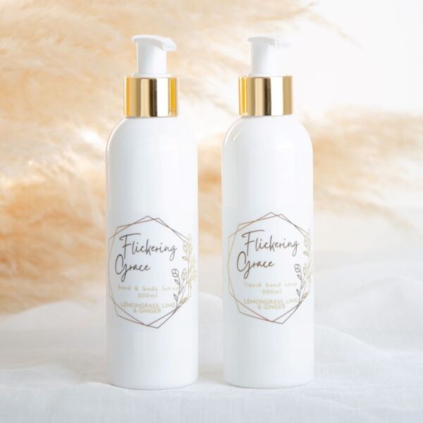 Hand & Body Lotion and Liquid Hand Soap Includes gift box and ribbon.