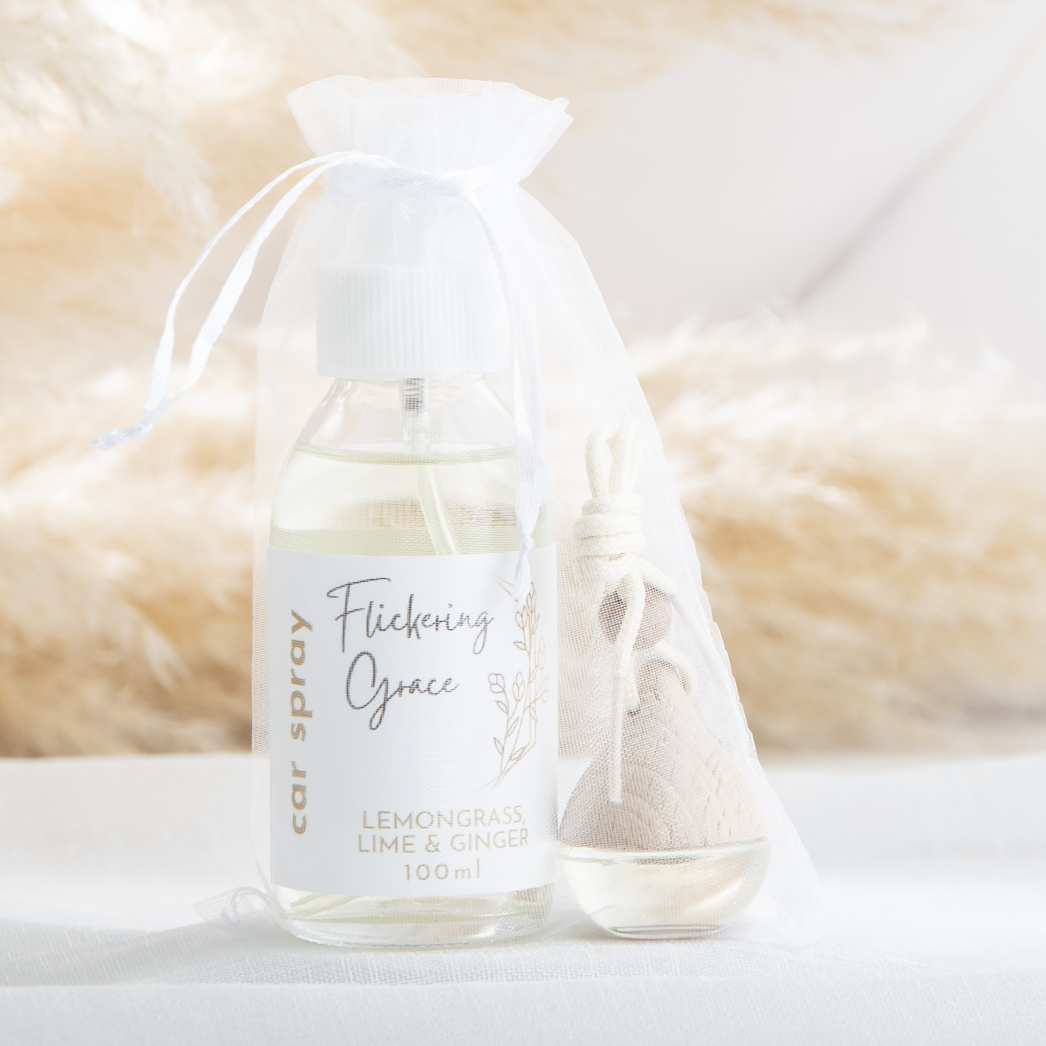 Lemongrass, Lime & Ginger car fragrance gift set with premium car spray and long‑lasting car diffuser.