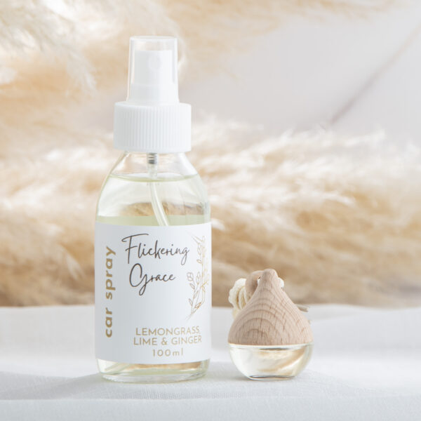 Lemongrass, Lime & Ginger car fragrance gift set with premium car spray and long‑lasting car diffuser.